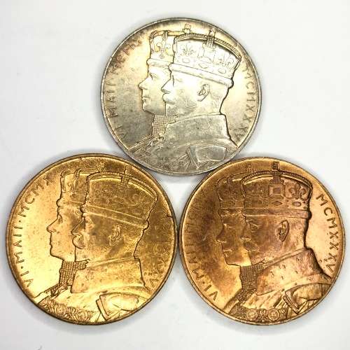 Trio of Union of South Africa 25 year Reign of George 5 Medallions