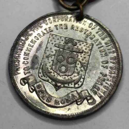 Queen Victoria City of Cape Town restoration of peace lead medallion