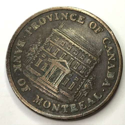 1844 Province of Canada - Bank of Montreal half penny token
