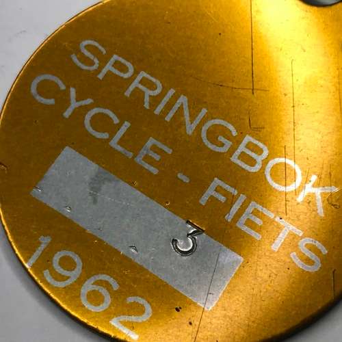 1962 Springbok bicycle licence
