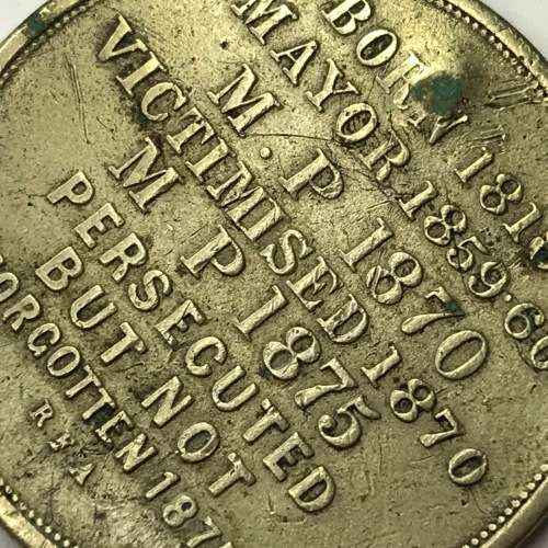 1875 J.H Tillett commemorative coin. He was an English Liberal Party Politician