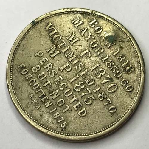 1875 J.H Tillett commemorative coin. He was an English Liberal Party Politician