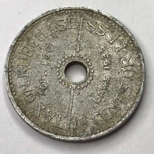 1935 State of Washington tax token for 10 cents or less