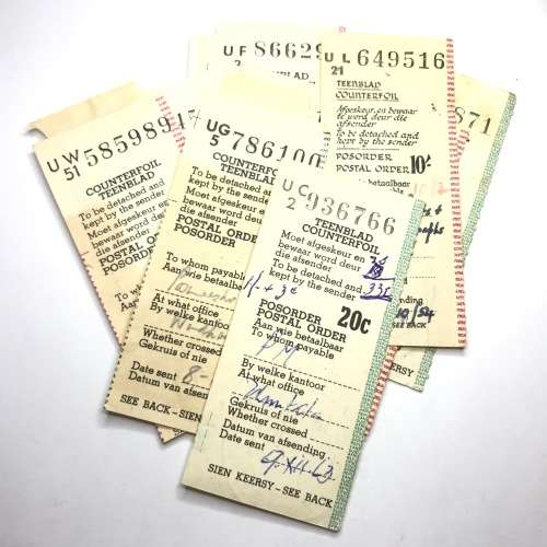 Lot of 17 postal order counterfoils form the 1960s