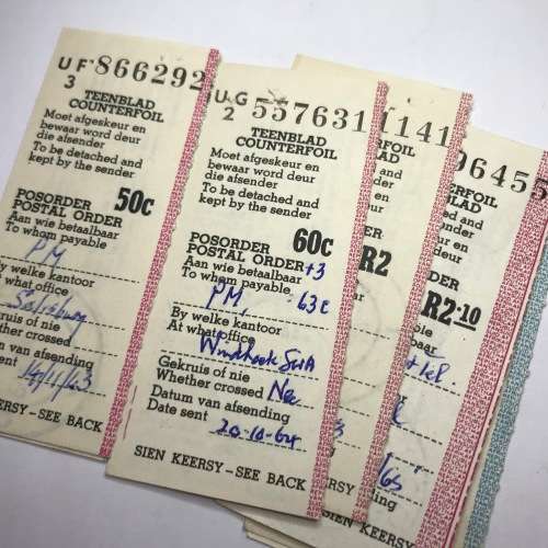 Lot of 17 postal order counterfoils form the 1960s
