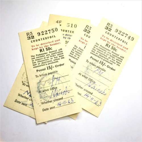 Lot of 5 Nairobi Office Postal Order - Counterfails - 1963
