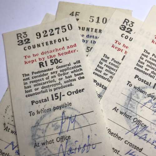 Lot of 5 Nairobi Office Postal Order - Counterfails - 1963
