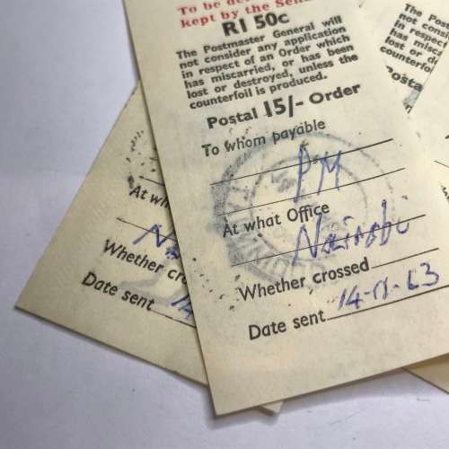 Lot of 5 Nairobi Office Postal Order - Counterfails - 1963