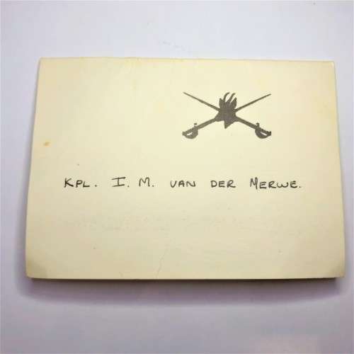 SA Army card to Kpl. I.M.van der Merwe - Signed by members 26 June 1975
