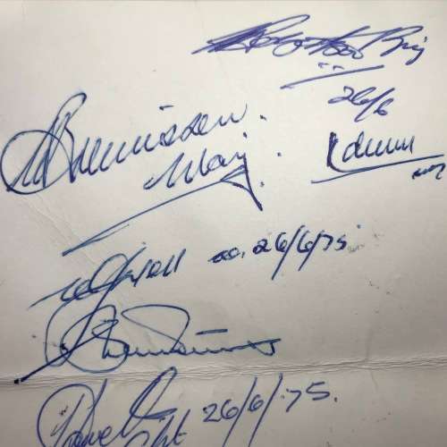 SA Army card to Kpl. I.M.van der Merwe - Signed by members 26 June 1975