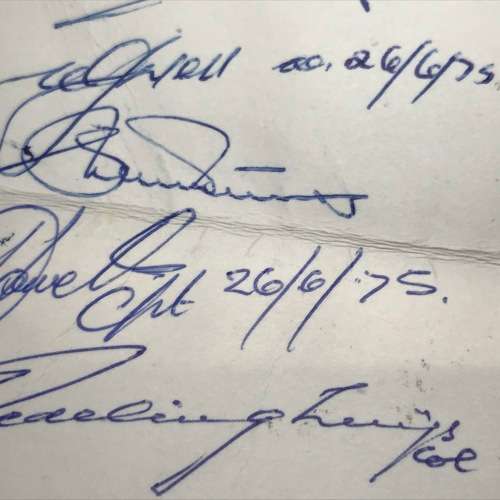 SA Army card to Kpl. I.M.van der Merwe - Signed by members 26 June 1975