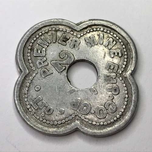 Premier Mine Transvaal Co. 20/- token - hole to make 2/-