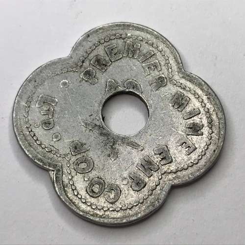 Premier Mine Transvaal Co. 20/- token - hole to make 2/-