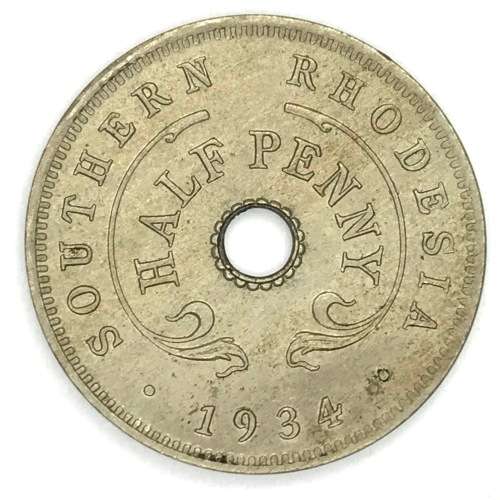 1934 Southern Rhodesia Half Penny - Excellent