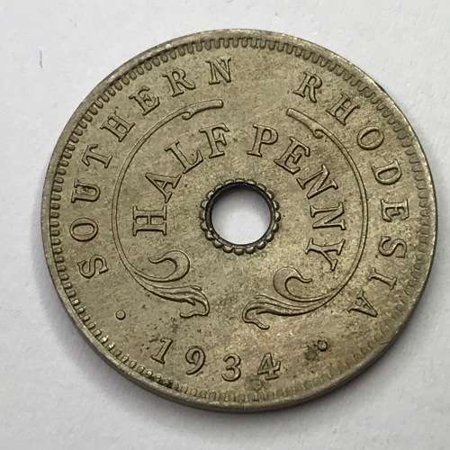 1934 Southern Rhodesia Half Penny - Excellent