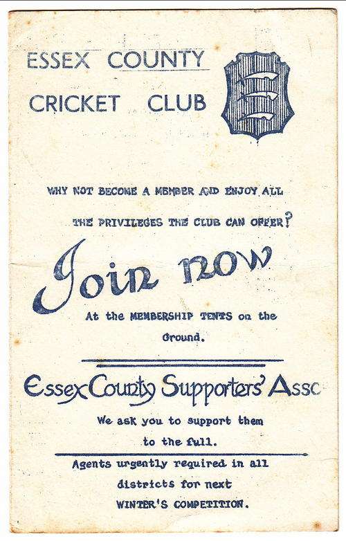 1965 Cricket match ``Essex vs South Africa`` unused scorecard, famous players - Decmarkdown