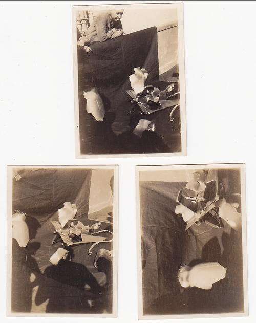 Lot of 3 WWII photos of fragments of Italian Aerial torpedo which hit the HMS Nelson - Decmarkdown