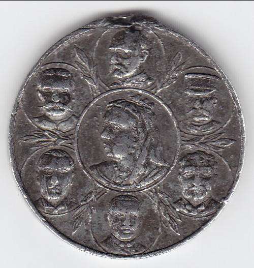 Anglo-Boer war 1899-1900 premature peace medallion with Queen Victoria and six leaders