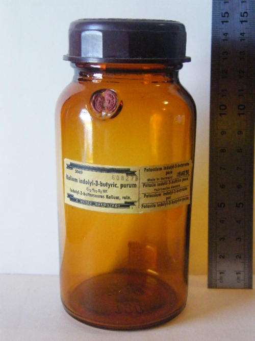 1950's E. Merck, Darmstadt Pharmacy medical bottle with lid - as per photo