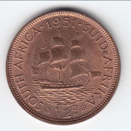 1951 South Africa Half Penny, brilliant uncirculated - as per scan *** Crazy R1 Start***