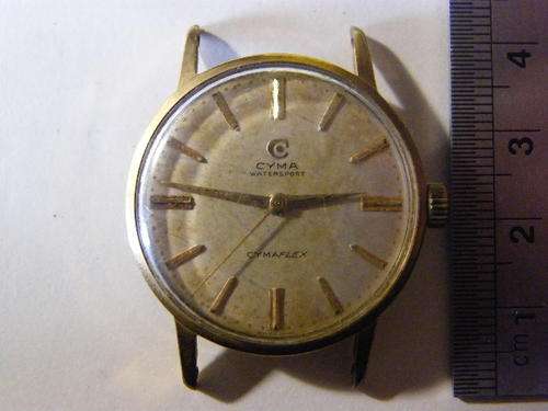 Cyma Watersport Cymaflex mens manual wind wristwatch, runs and stops, needs a service