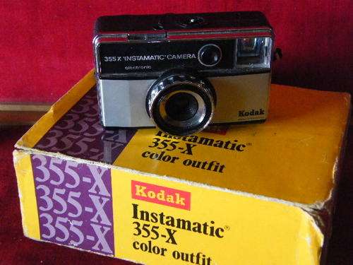 Kodak 355X instamatic camera in original box, only camera in the box, other pieces are missing