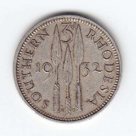 1932 Southern Rhodesia 3 pence, very nice coin - as per photo