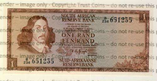 TW de Jong 1973 Second issue one rand - UNCIRCULATED