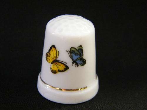 Porcelain thimble with butterflies " Sun City " as per photo