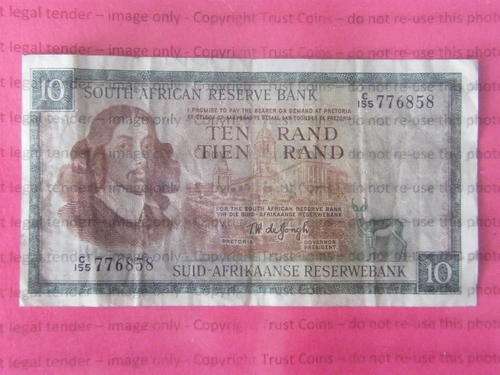 TW de Jongh 1st issue R10 banknote with springbok watermark - as per photo
