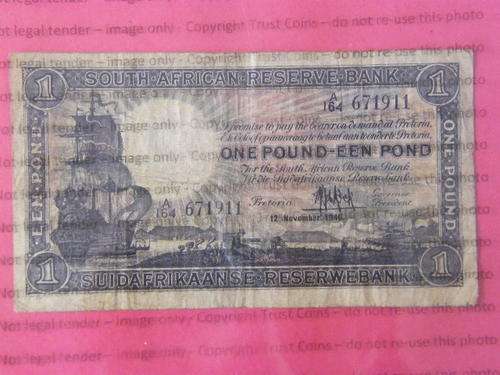 MH de Kock 1st issue 1946 One pound banknote - as per photo