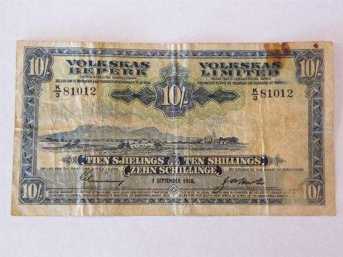 South West Africa Volkskas bank Ten Shillings, 1 September 1958
