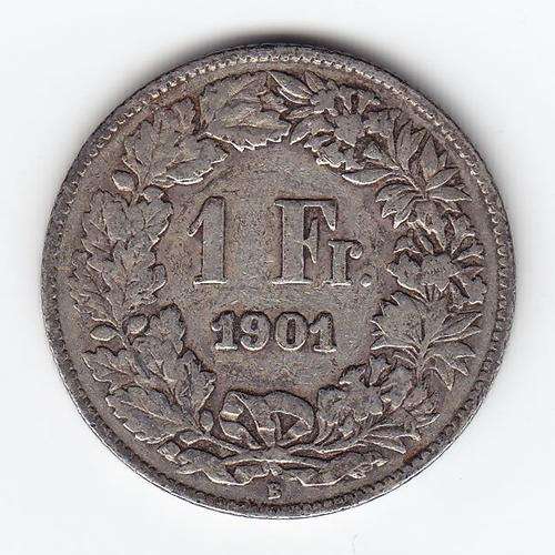 1901 Switzerland 1 Franc silver coin - as per photo