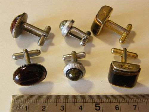 3 Pairs of different color tiger's eye cufflinks