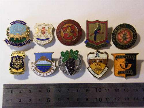 Lot of 10 Bowling club badges