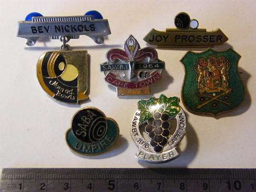 Lot of 6 bowling badges - players and umpires