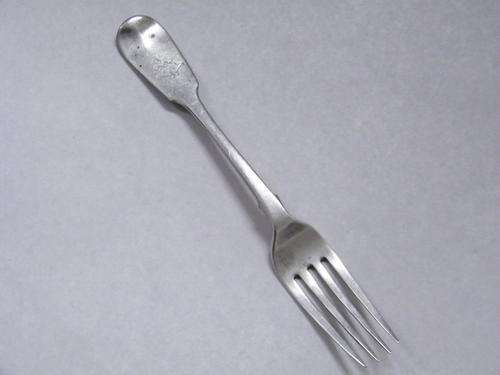 Sterling Silver hallmarked Fork made by Thomas Whitaker of London 1853 - initials LL
