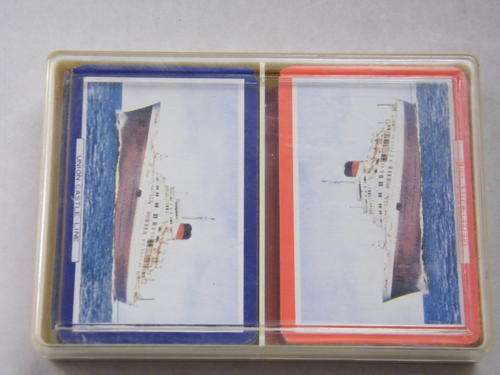 2 packs of Union Castle Line playing cards in plastic box - as per photo