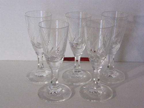 Crystal liqueur glasses - 4 + 1 as per photo