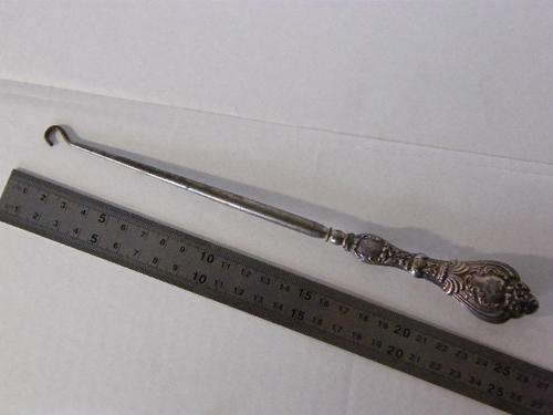 Antique Silver bootlace puller - hallmarked - Birmingham - front part is steel - Decmarkdown