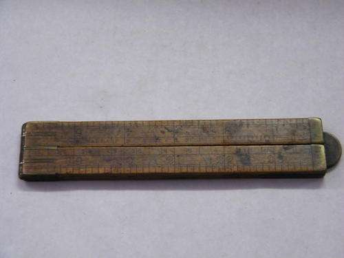 Antique folding ruler - wood and brass - 24 inches