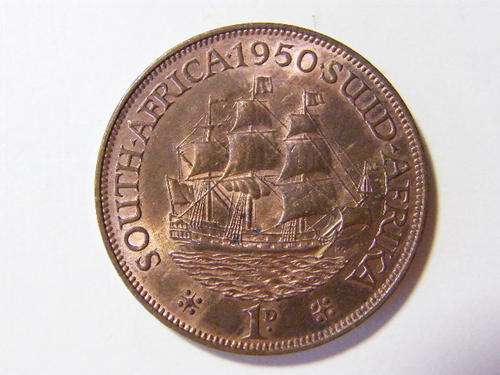 1950 South Africa Uncirculated Penny with mint lustre ****@ Crazy R1 Start****