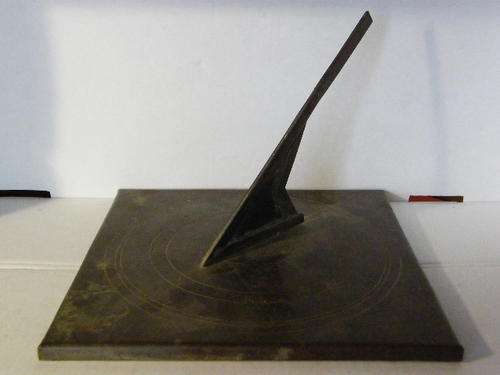 Antique Sun dial made from copper - dial repaired - footpiece 29cm x 29cm