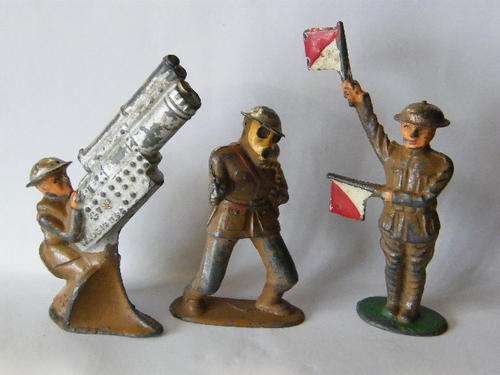 Lot of 3 Barclay lead toy soldiers, made in USA