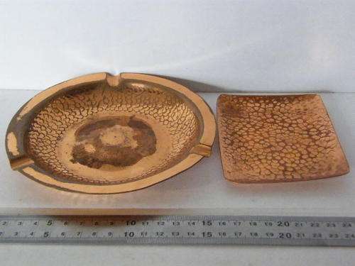2 Vintage handmade copper ashtrays - @ CRAZY R1 start