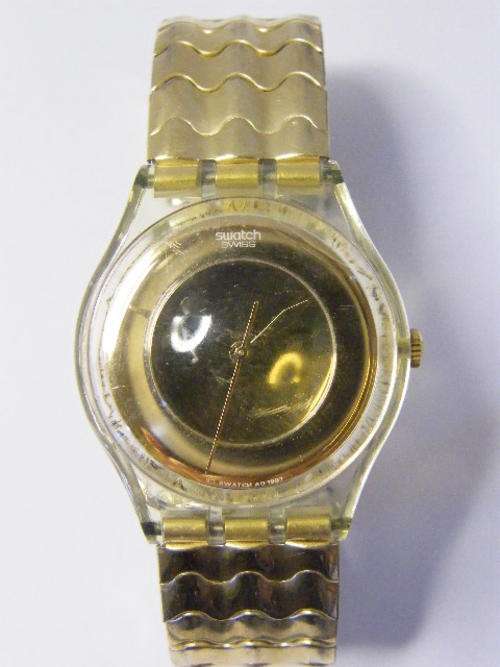 Swatch AG1997 Watch with Golden Color Dial - Working, needs new battery - as per photo