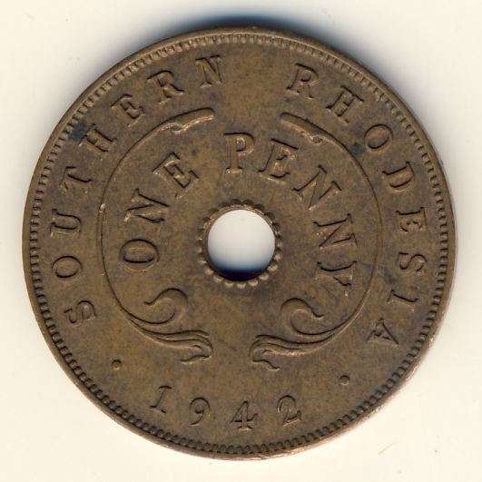 Southern Rhodesia 1942 bronze penny - AU+
