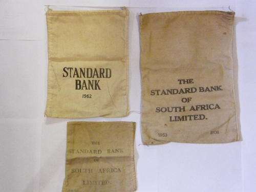 Standard Bank of South Africa Material Money Bags - 1951, 1953, 1962 - as per photo