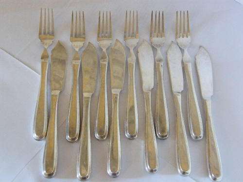 Petra Silver Plated Fish Knife & Fork Set of 6 Plus 6 - High Quality - as per photo