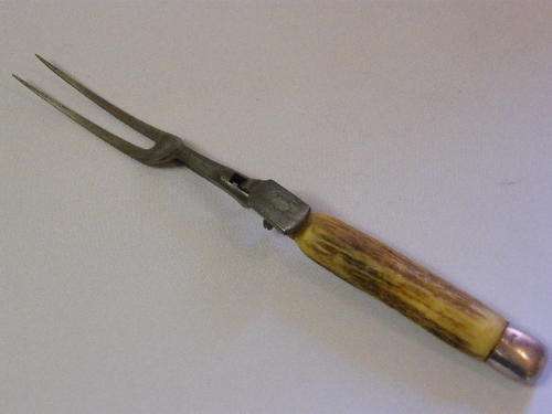 Carving Fork with Hallmarked Silver Back and Middle Surrounds - as per photo